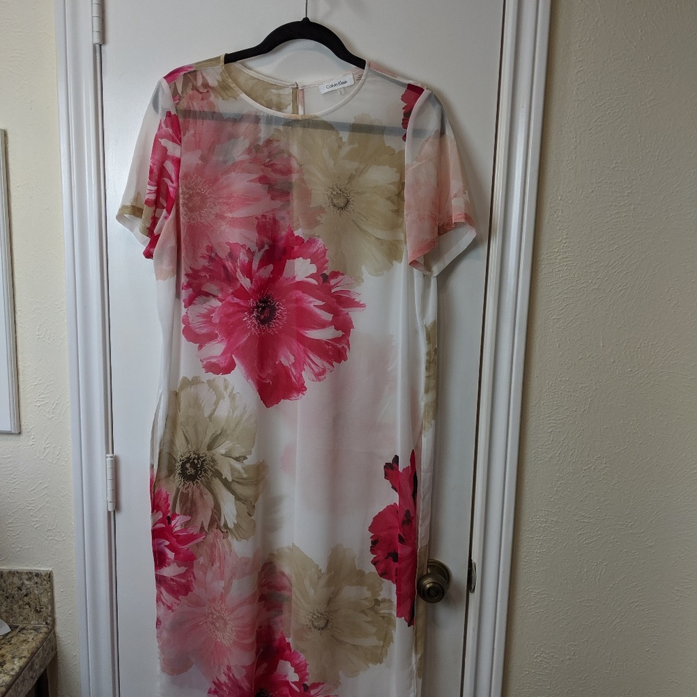 Calvin Klein Sheer Floral Tunic / Sz L
